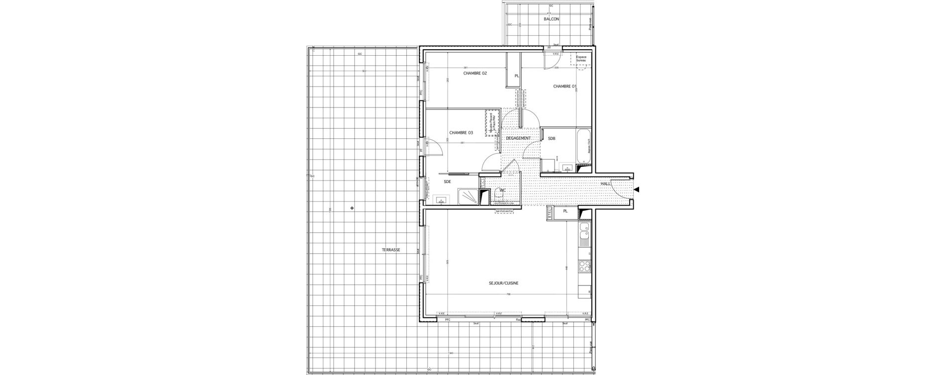 Appartement T4 de 96,30 m2 &agrave; Lattes Boirargues