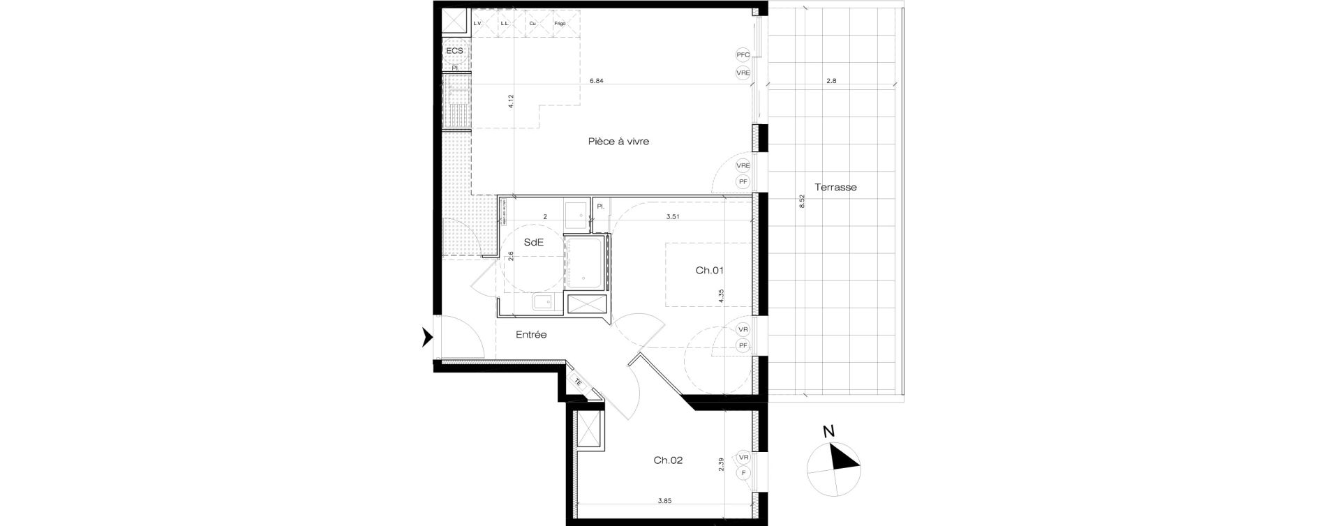Appartement T3 de 63,03 m2 &agrave; Lattes Maurin