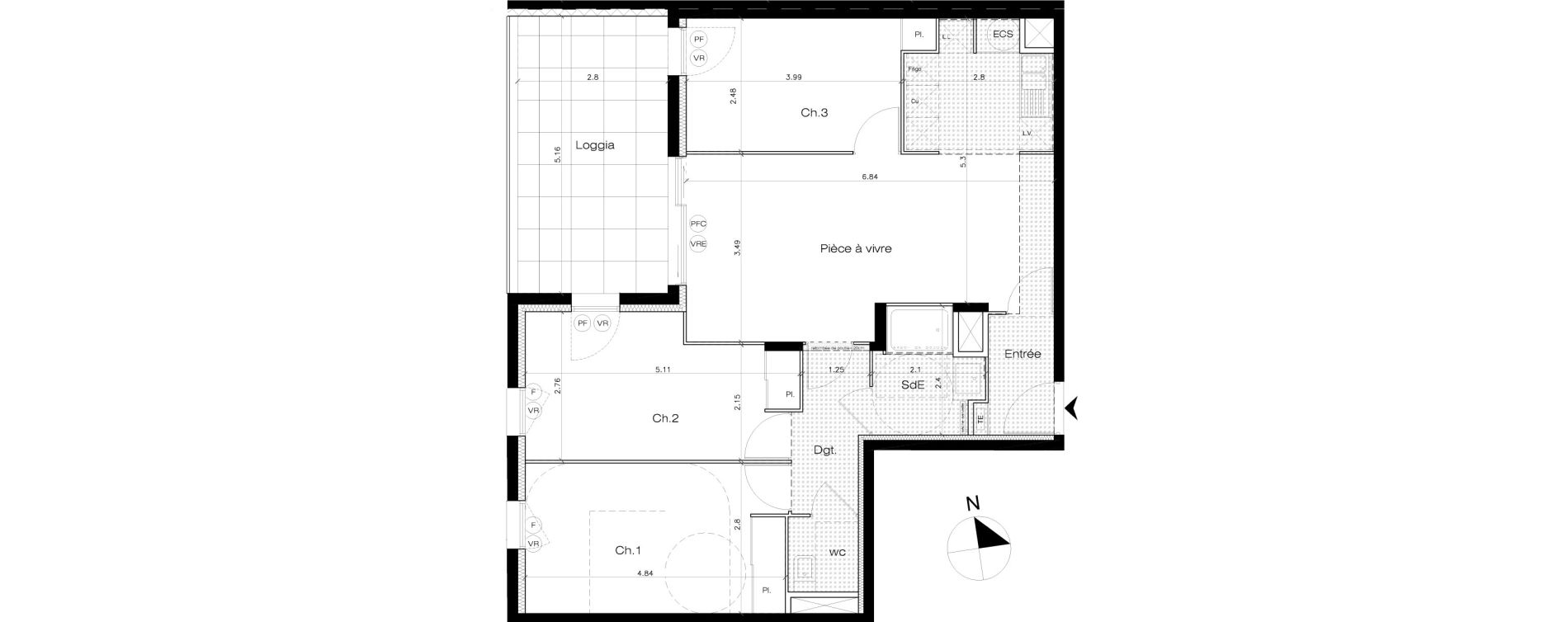 Appartement T4 de 76,80 m2 &agrave; Lattes Maurin