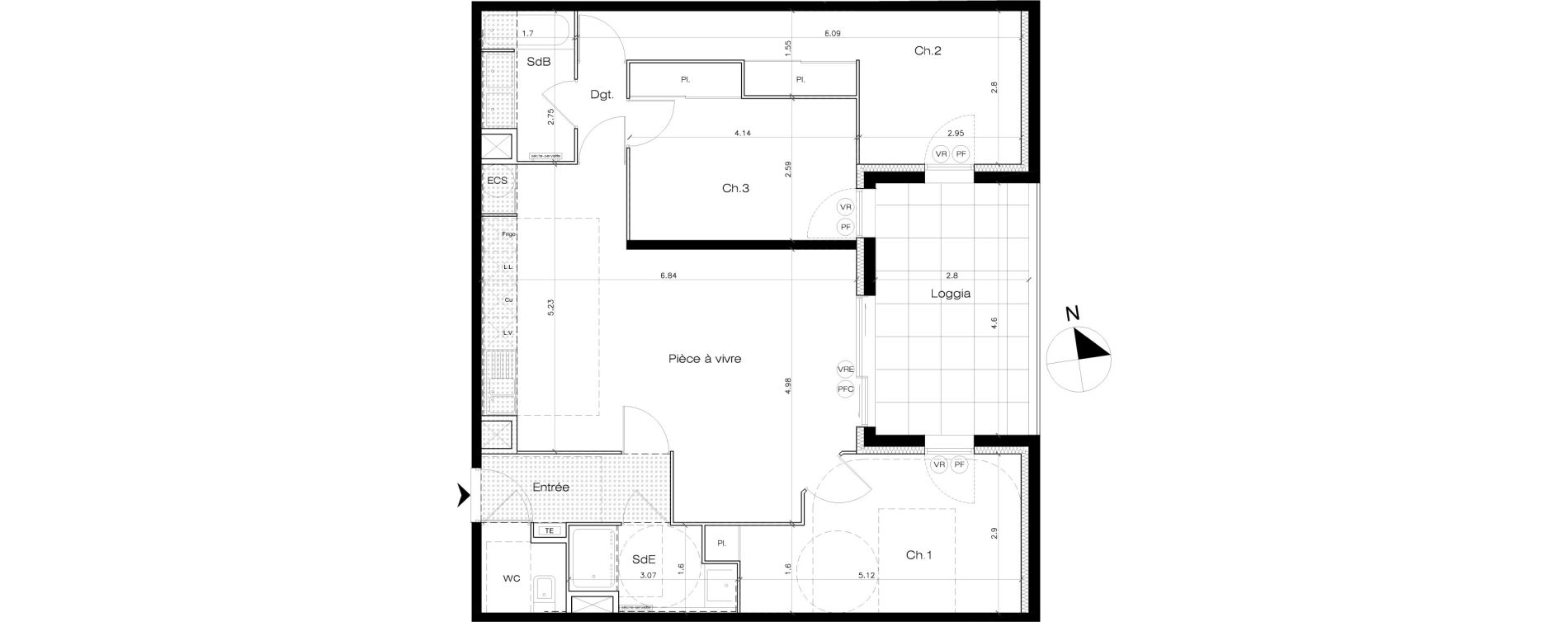 Appartement T4 de 88,43 m2 &agrave; Lattes Maurin