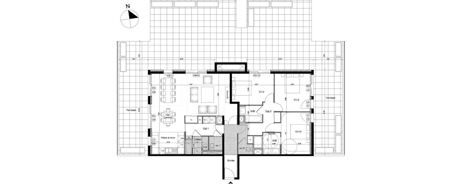 Appartement T4 de 116,57 m2 &agrave; Lattes Maurin