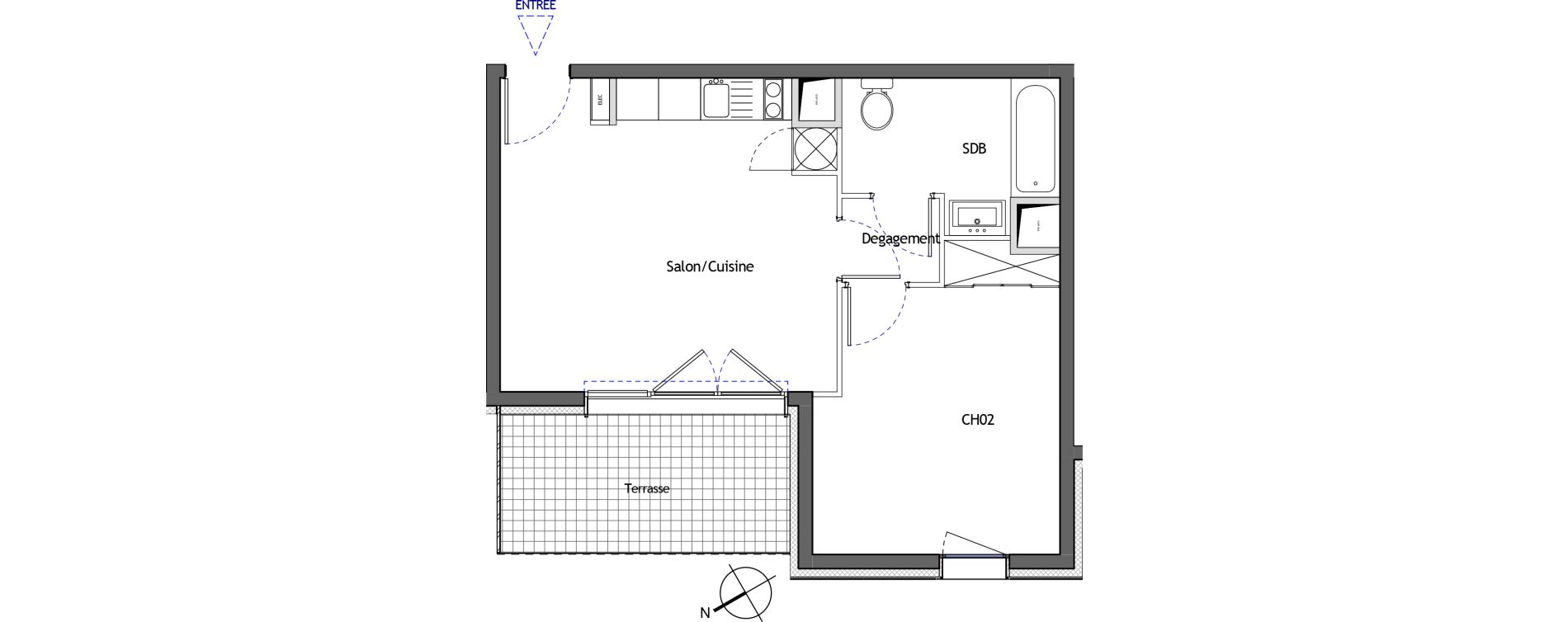 Appartement T2 de 42,00 m2 &agrave; Lattes Boirargues