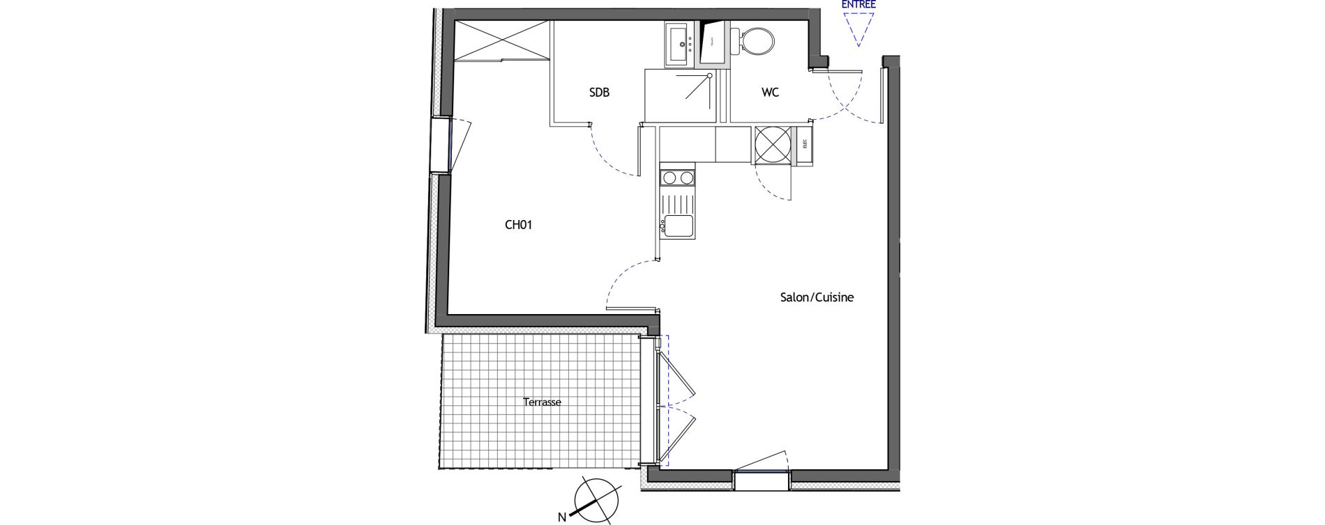 Appartement T2 de 44,10 m2 &agrave; Lattes Boirargues