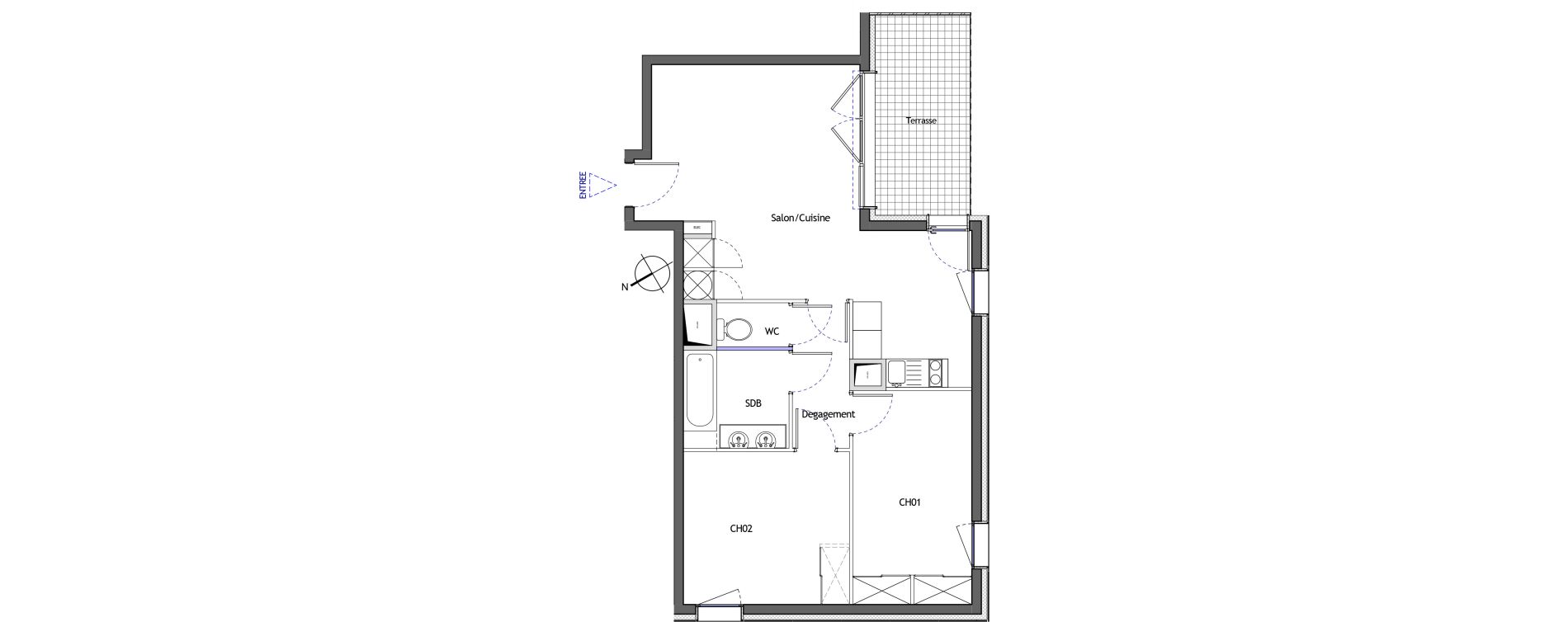 Appartement T3 de 60,60 m2 &agrave; Lattes Boirargues
