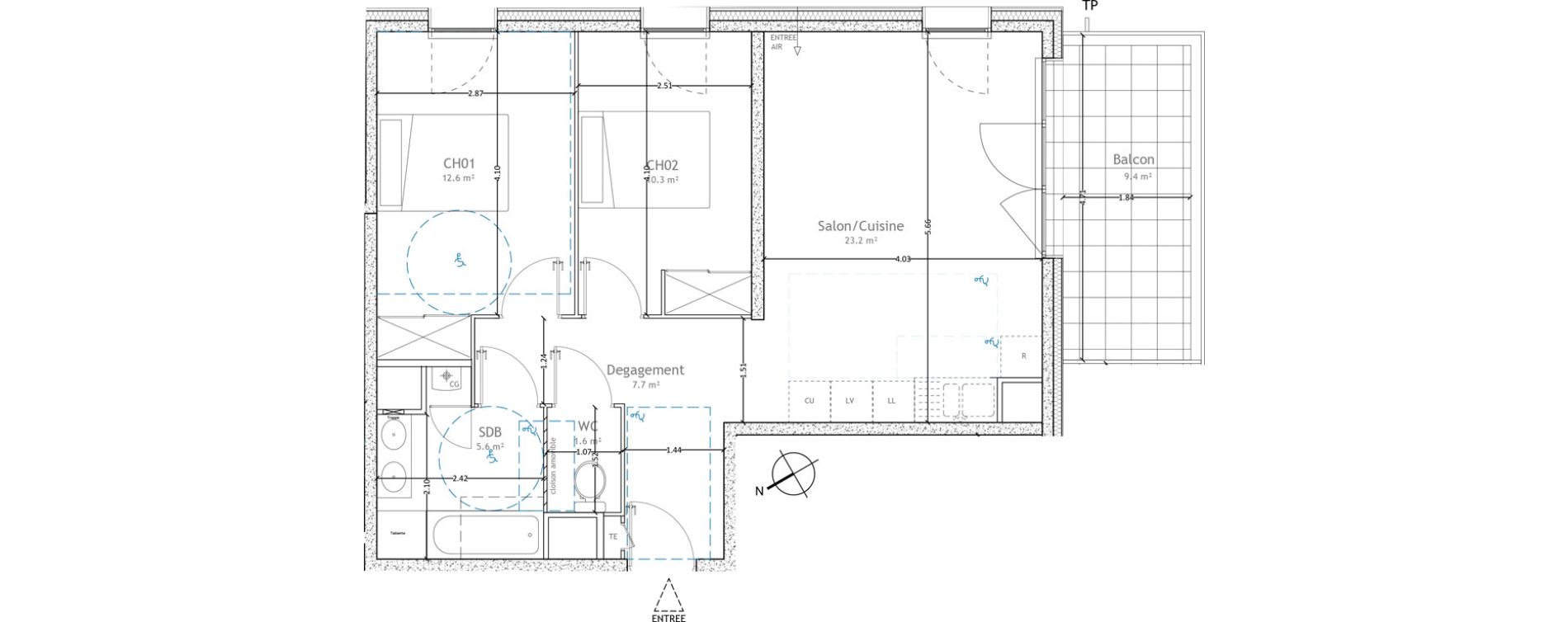 Appartement T3 de 61,00 m2 &agrave; Lattes Boirargues