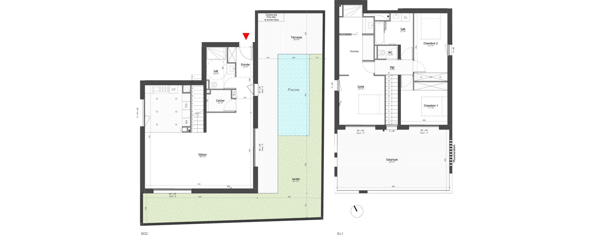 Duplex T4 de 122,00 m2 &agrave; Lattes Maurin
