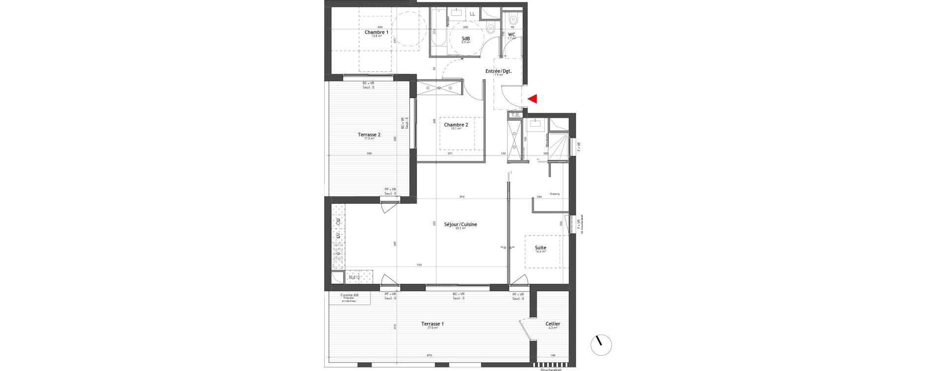 Appartement T4 de 89,10 m2 &agrave; Lattes Maurin