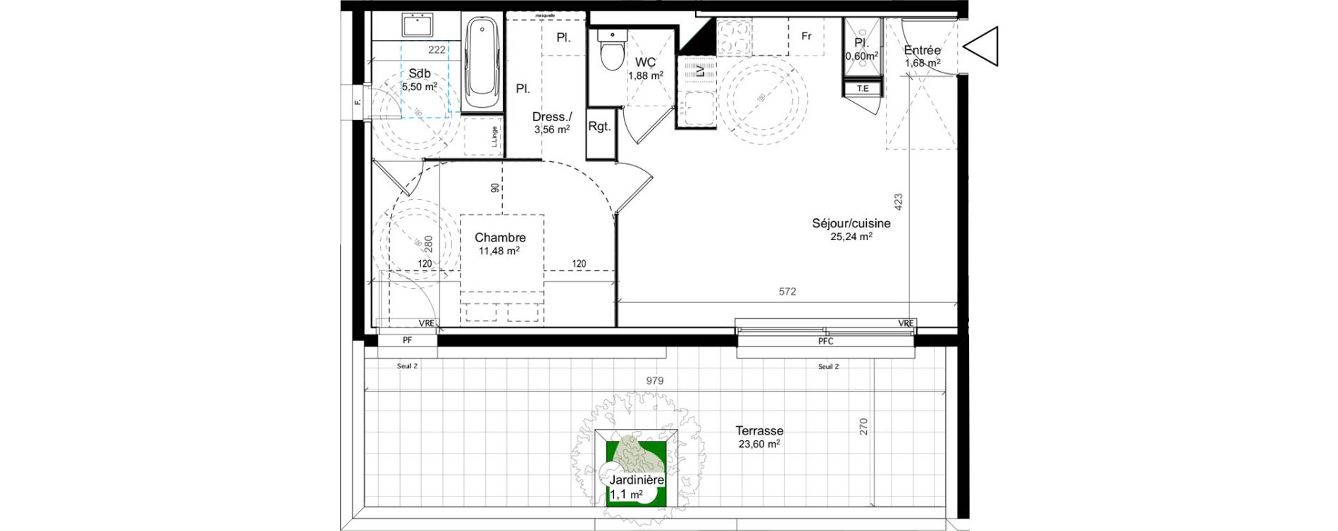 Appartement T2 de 49,94 m2 au Cr&egrave;s Centre