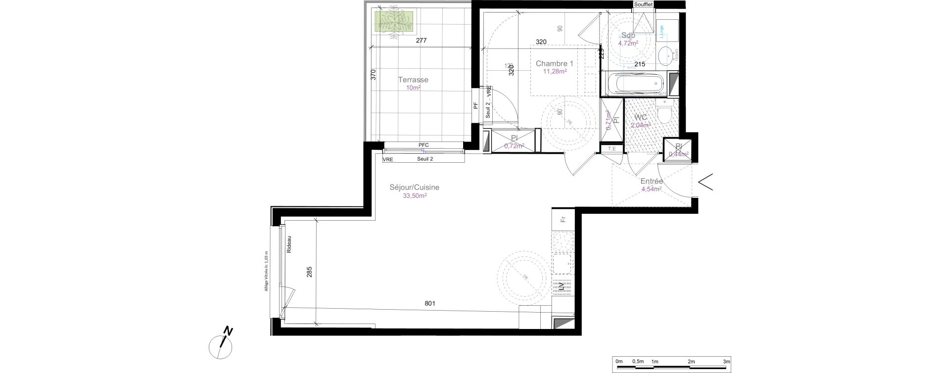 Appartement T2 de 57,24 m2 au Cr&egrave;s Centre