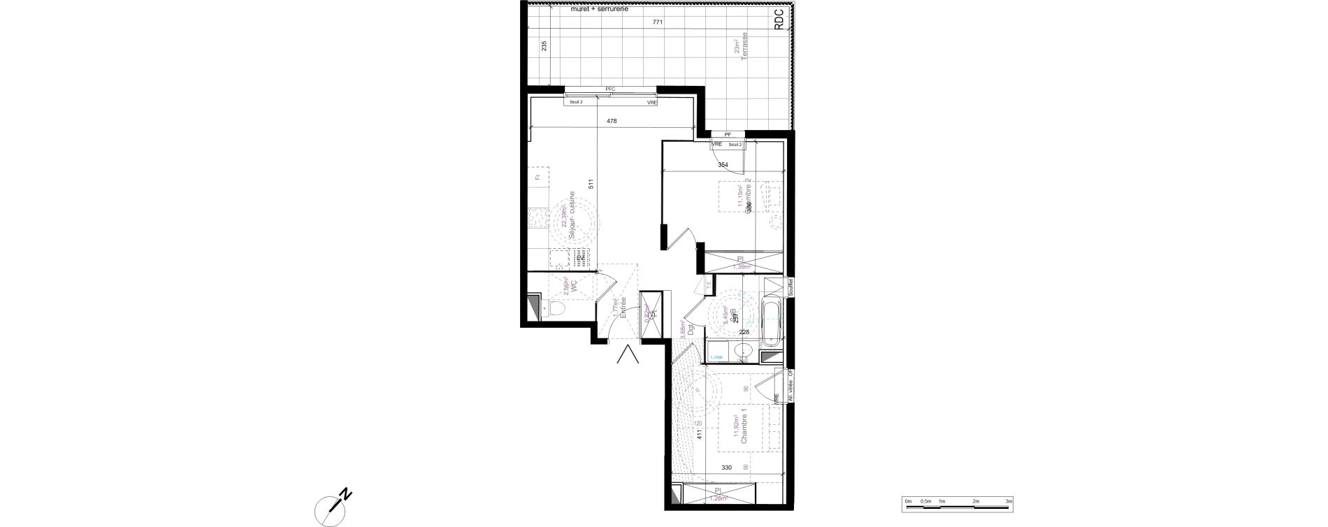 Appartement T3 de 62,39 m2 au Cr&egrave;s Centre