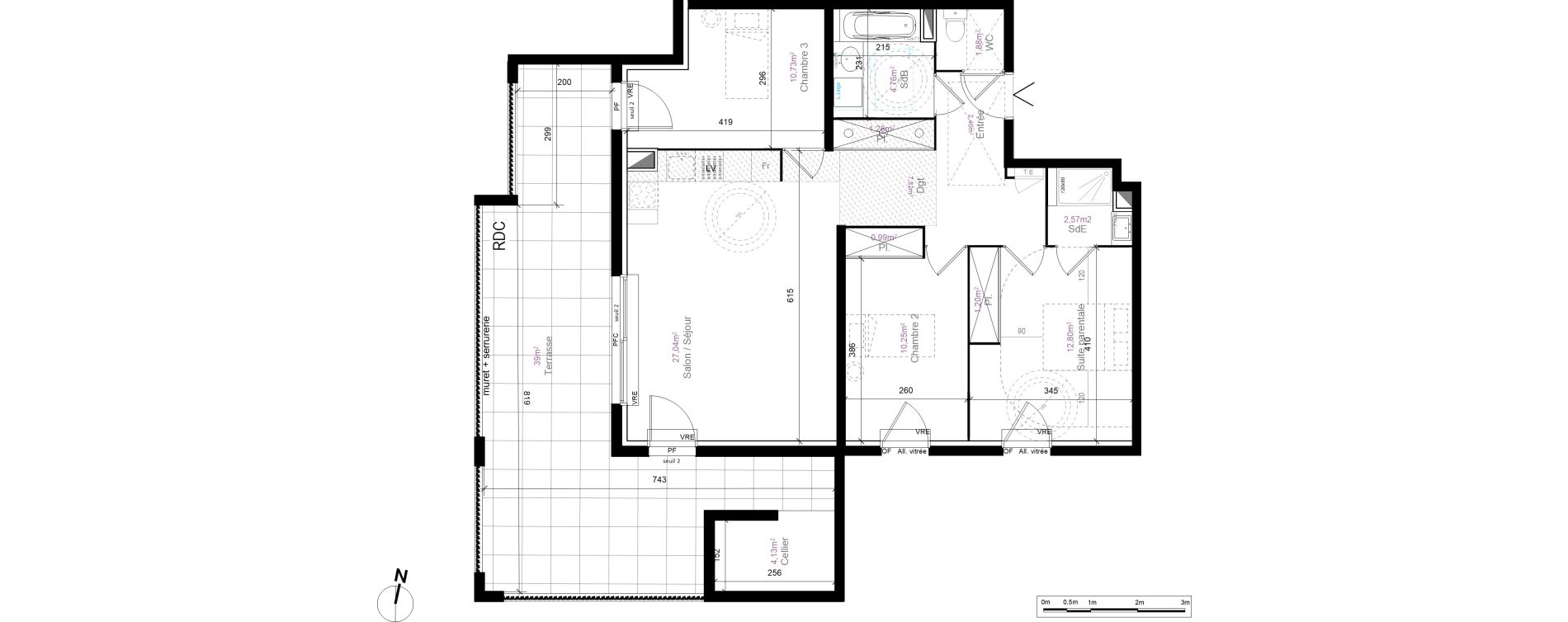 Appartement T4 de 83,42 m2 au Cr&egrave;s Centre