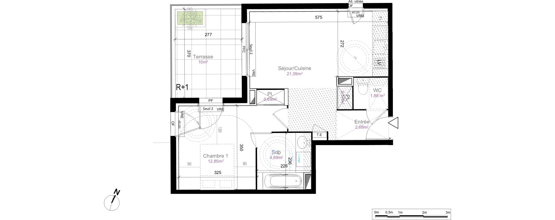 Appartement T2 de 44,08 m2 au Cr&egrave;s Centre