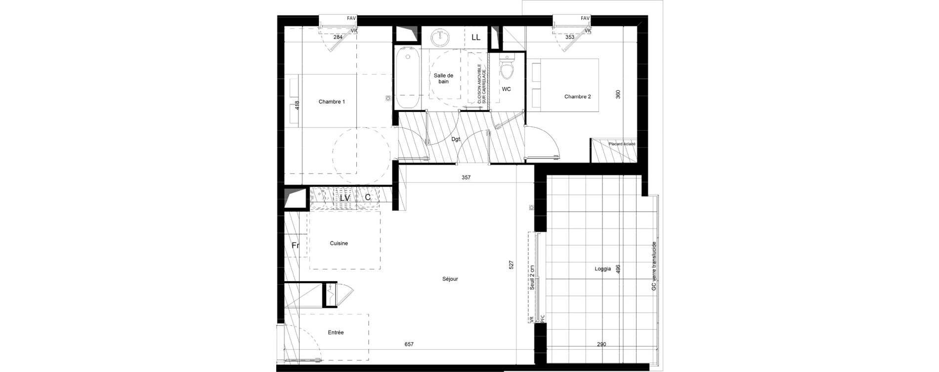 Appartement T3 de 65,59 m2 &agrave; Lunel Louis abric zone sud