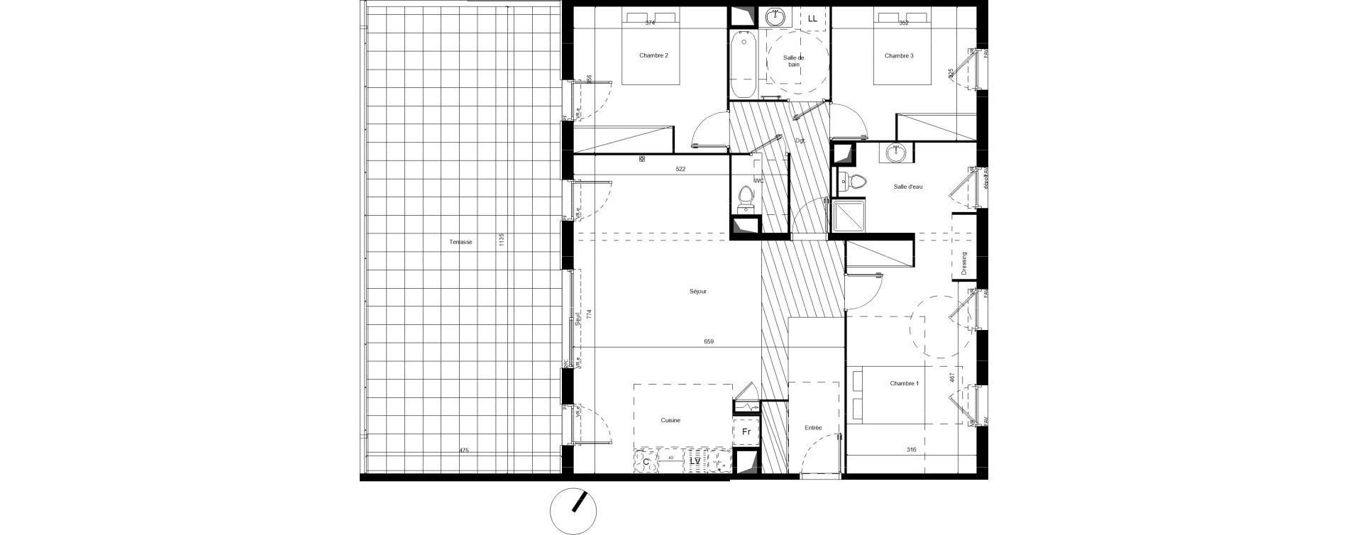 Appartement T4 de 106,78 m2 &agrave; Lunel Louis abric zone sud