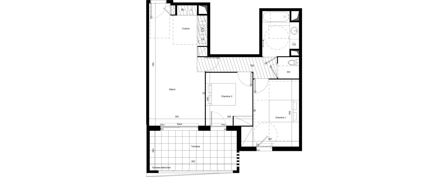Appartement T3 de 63,50 m2 &agrave; Lunel Louis abric zone sud