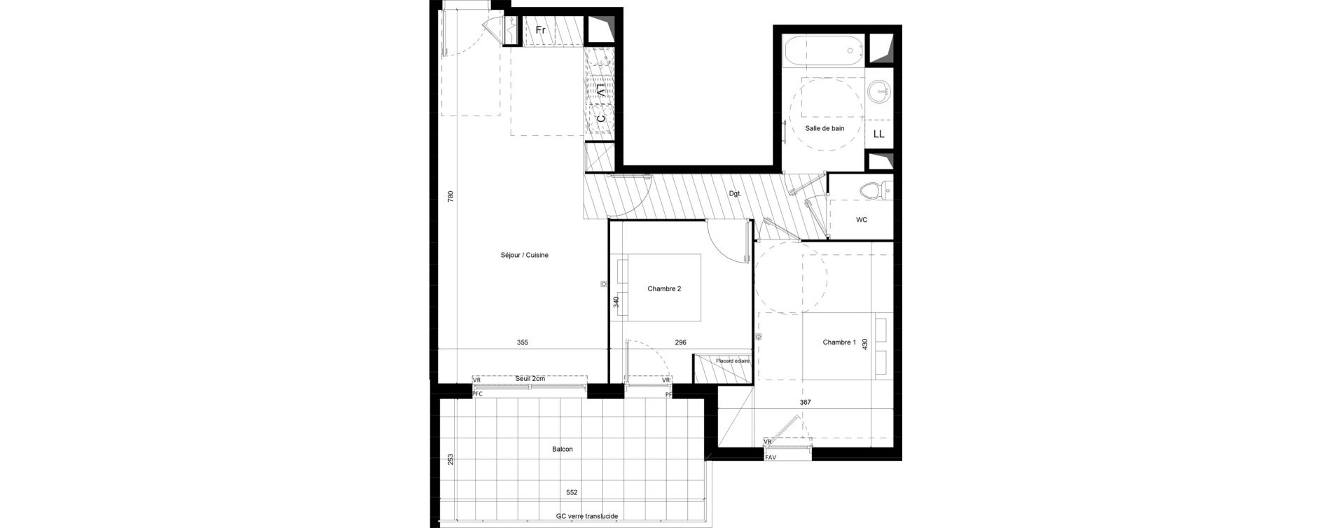 Appartement T3 de 63,33 m2 &agrave; Lunel Louis abric zone sud