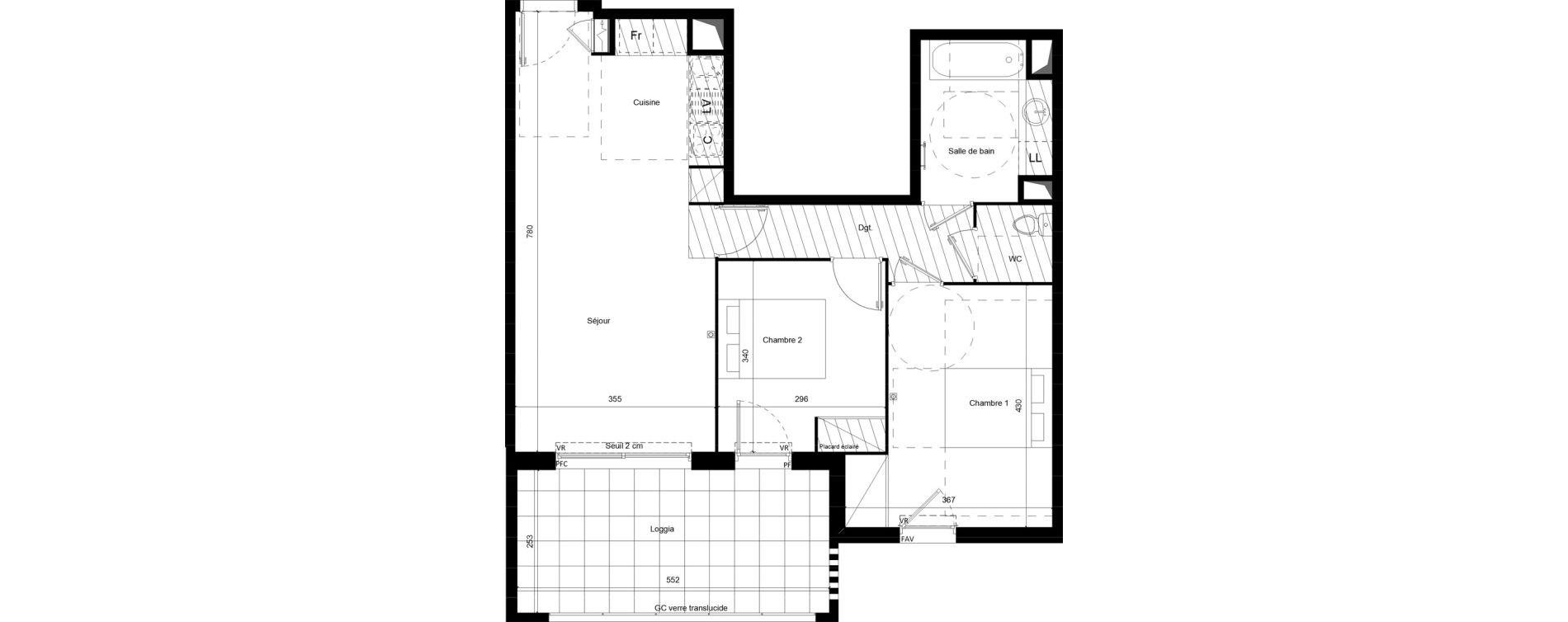 Appartement T3 de 63,43 m2 &agrave; Lunel Louis abric zone sud