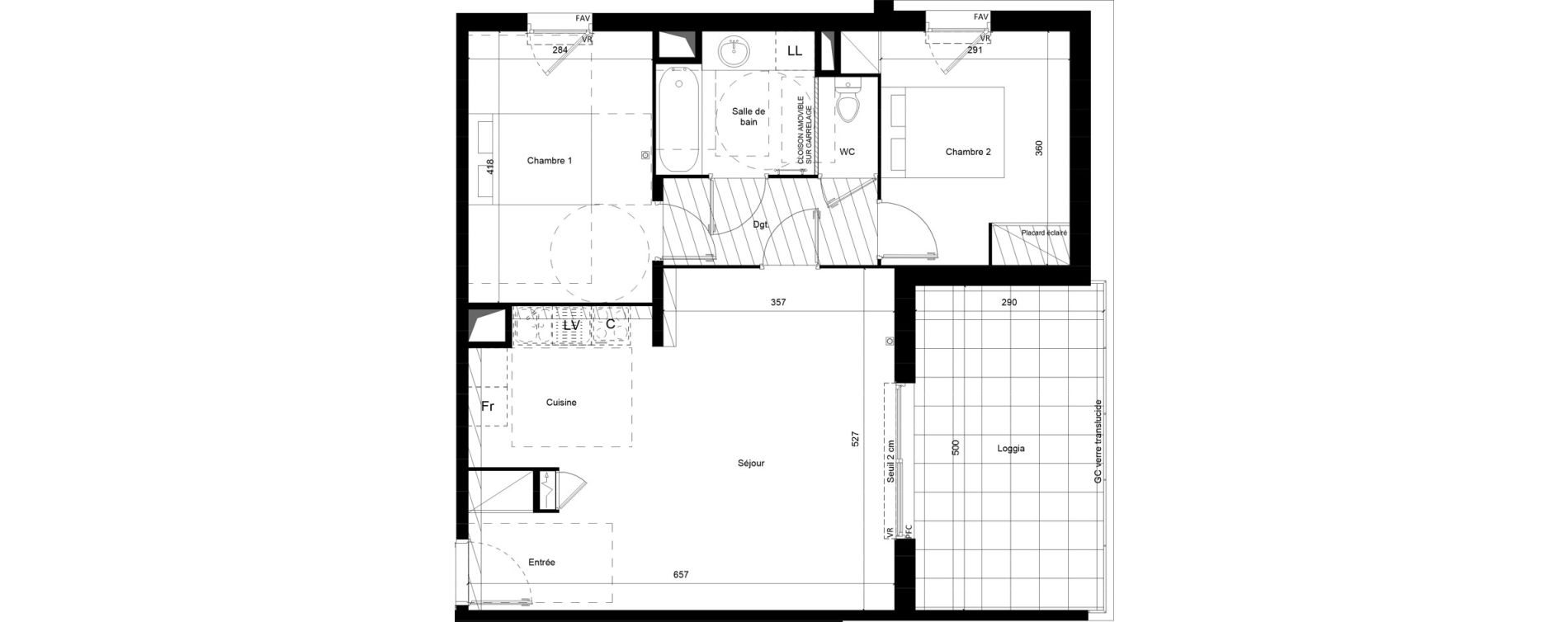 Appartement T3 de 65,59 m2 &agrave; Lunel Louis abric zone sud