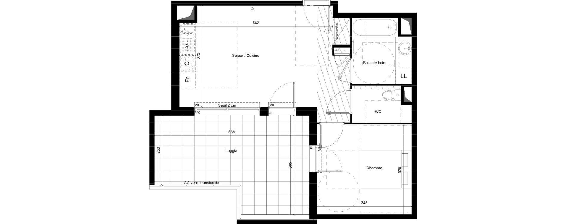Appartement T2 de 42,53 m2 &agrave; Lunel Louis abric zone sud