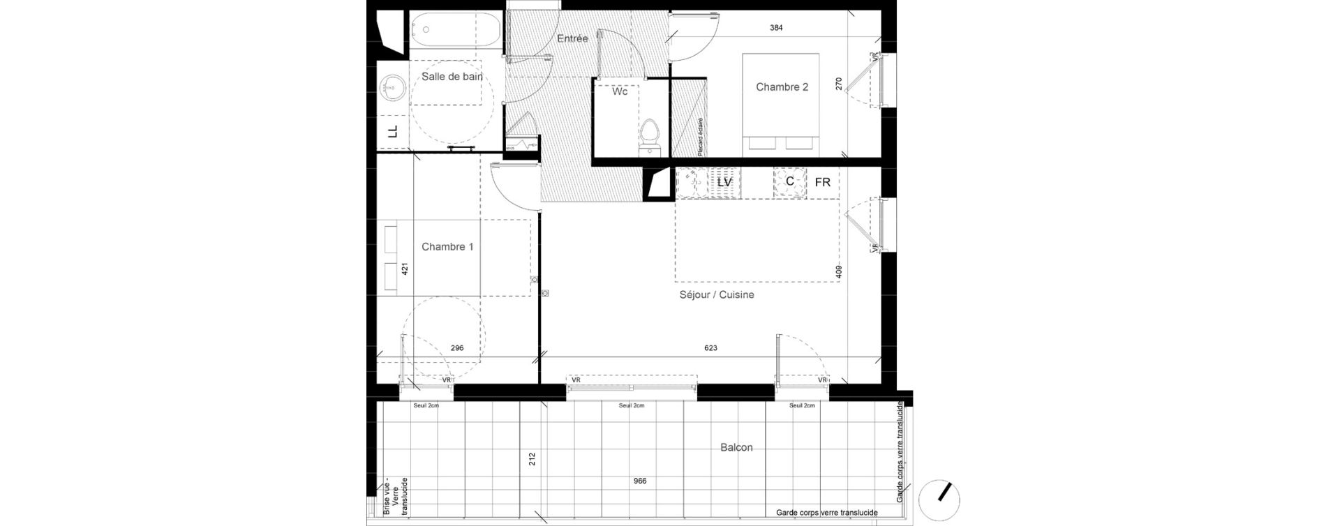 Appartement T3 de 60,39 m2 &agrave; Lunel Louis abric zone sud