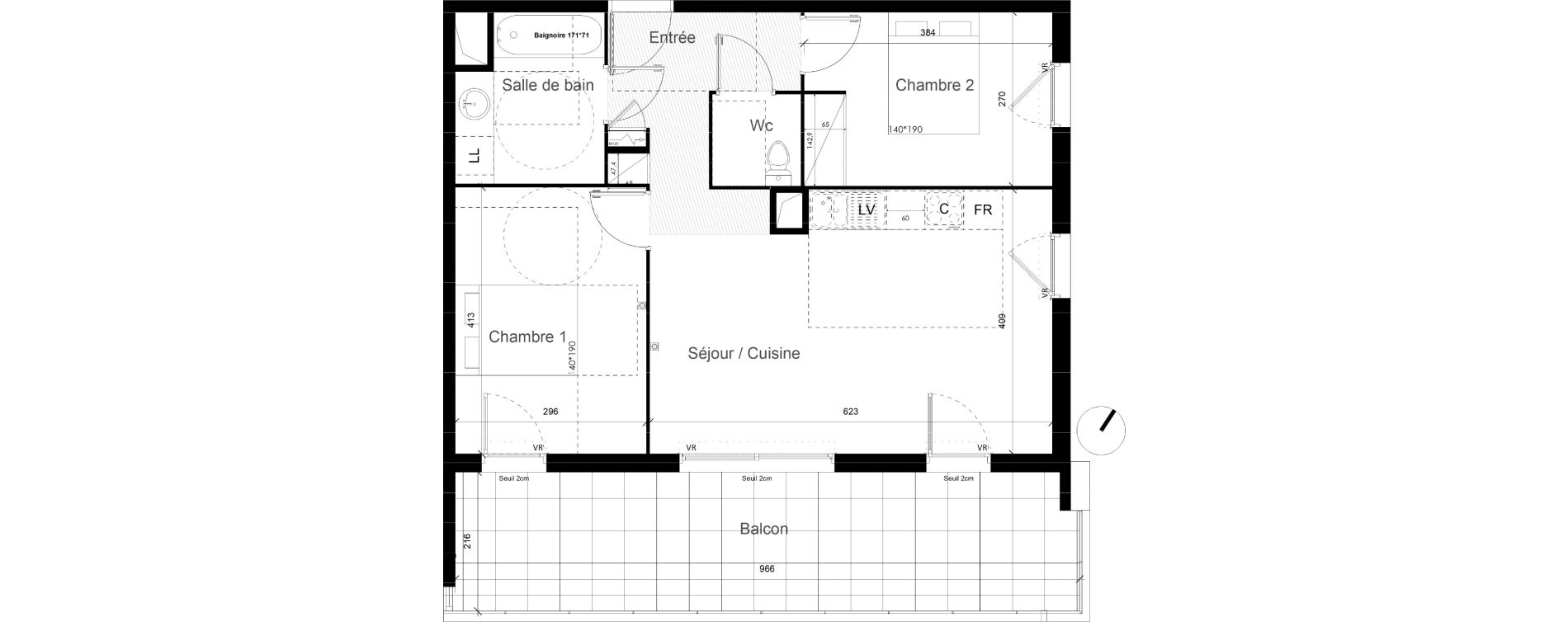Appartement T3 de 60,94 m2 &agrave; Lunel Louis abric zone sud