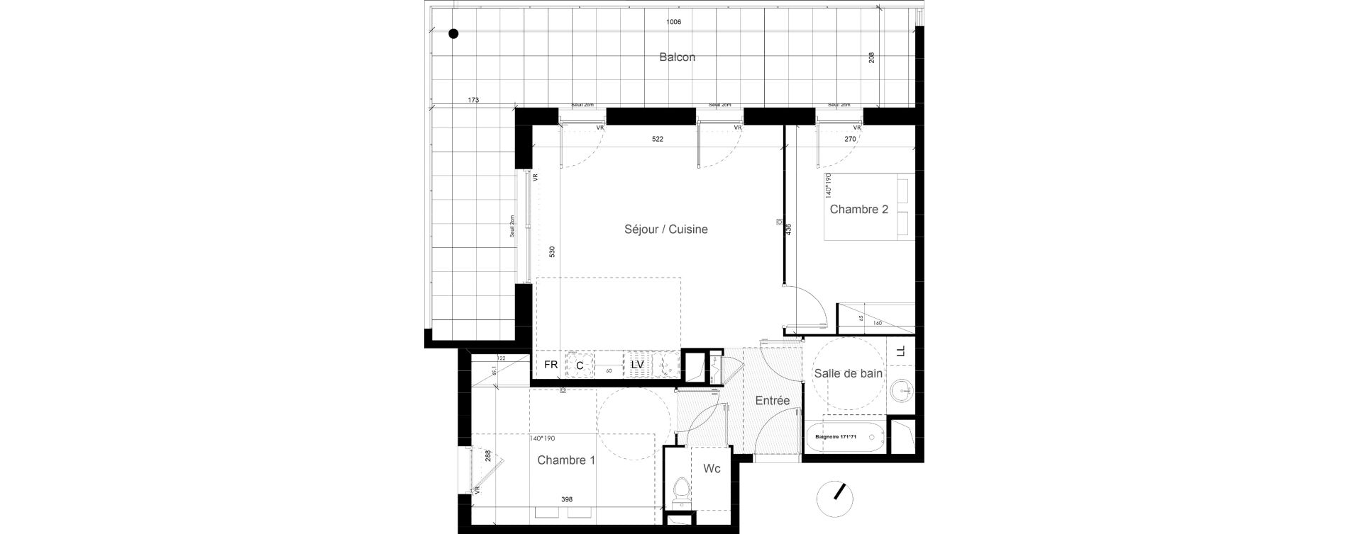 Appartement T3 de 62,64 m2 &agrave; Lunel Louis abric zone sud