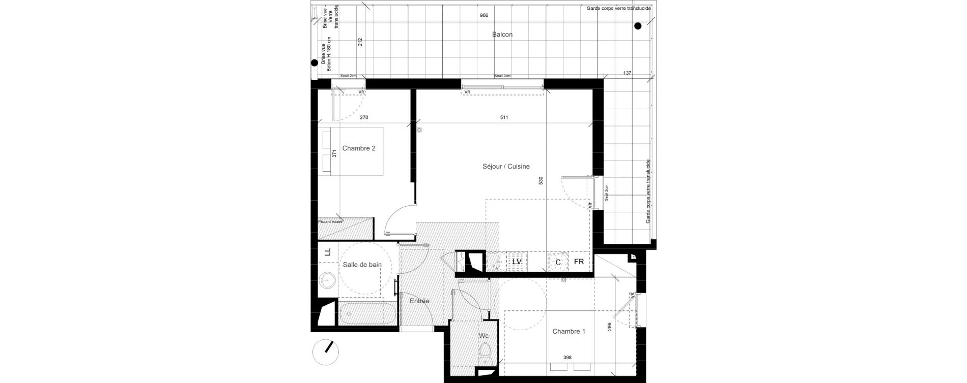 Appartement T3 de 62,18 m2 &agrave; Lunel Louis abric zone sud