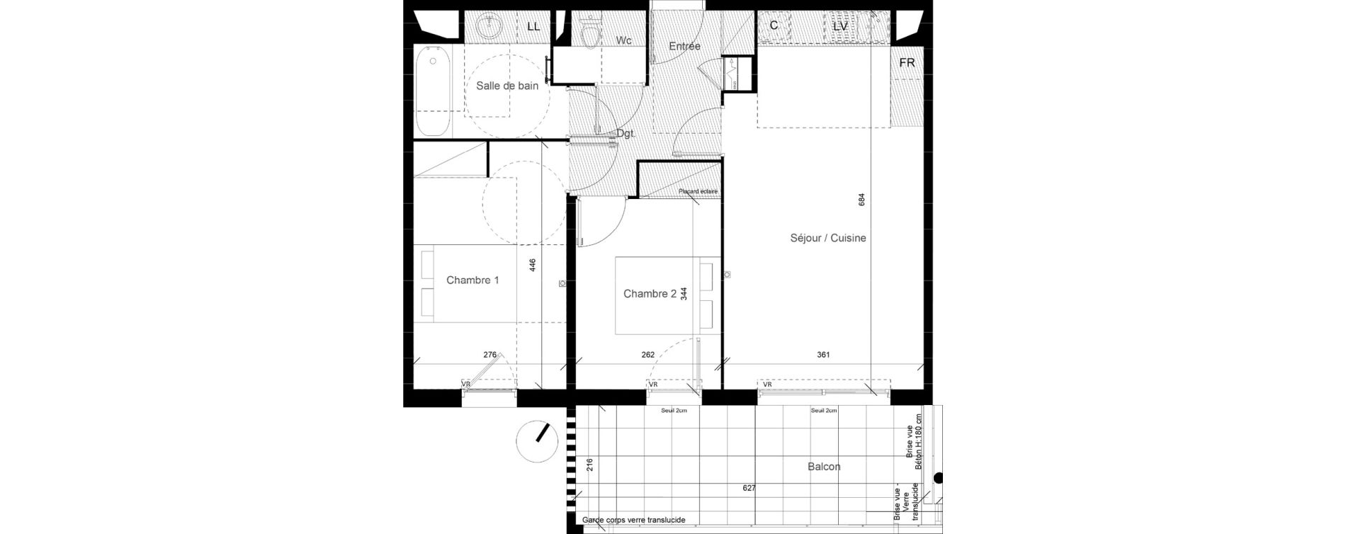 Appartement T3 de 59,76 m2 &agrave; Lunel Louis abric zone sud