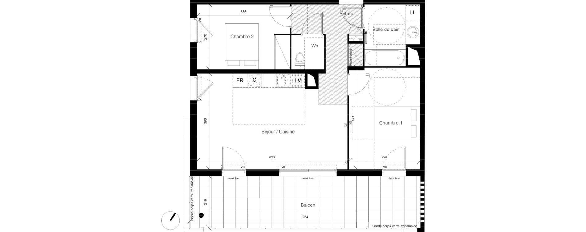 Appartement T3 de 60,30 m2 &agrave; Lunel Louis abric zone sud