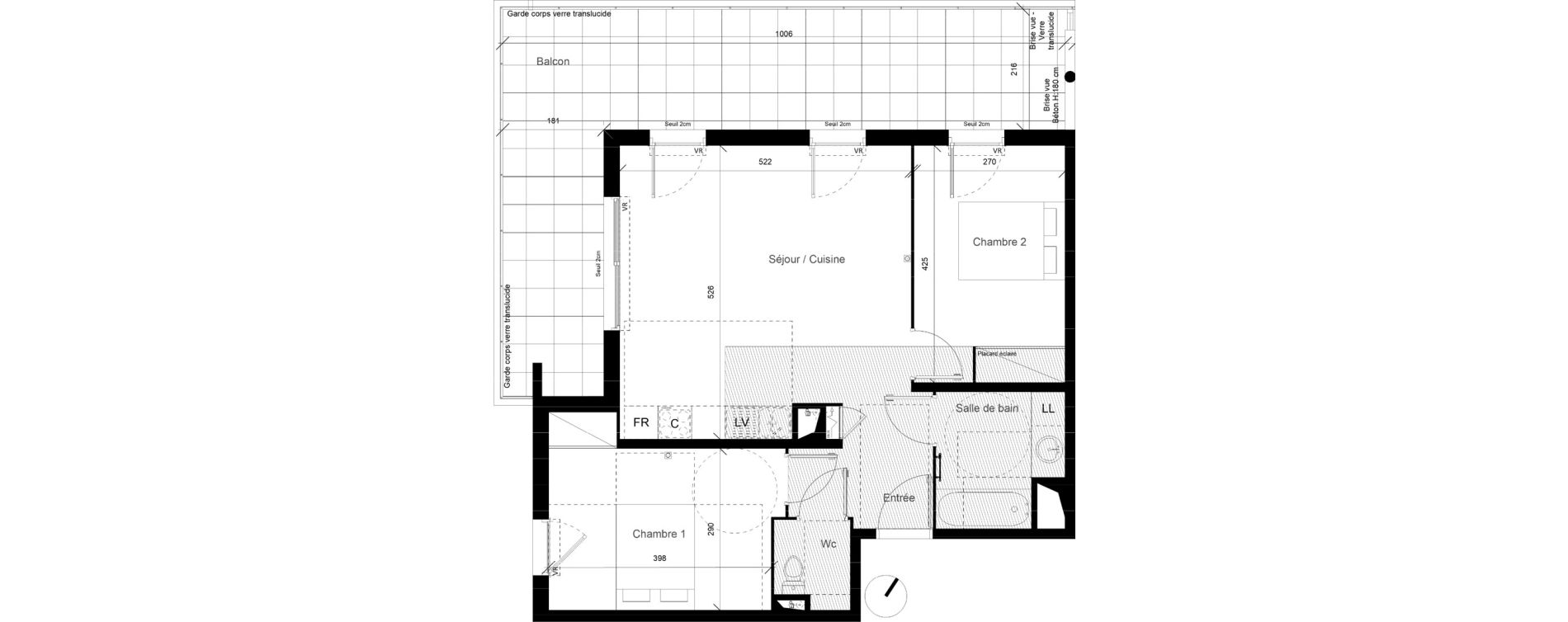 Appartement T3 de 62,26 m2 &agrave; Lunel Louis abric zone sud