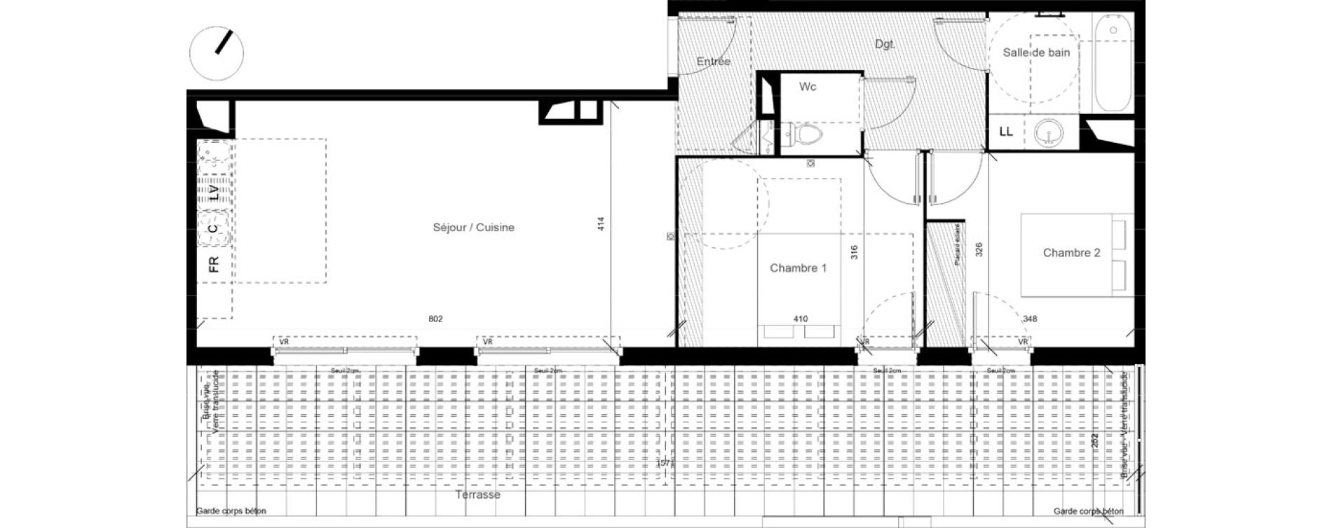 Appartement T3 de 73,34 m2 &agrave; Lunel Louis abric zone sud