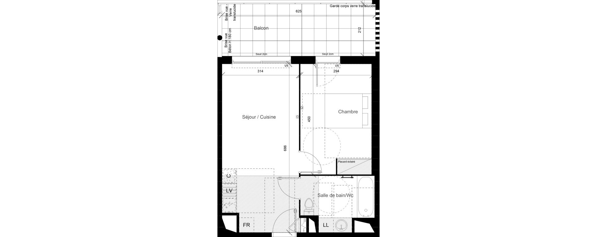 Appartement T2 de 39,97 m2 &agrave; Lunel Louis abric zone sud