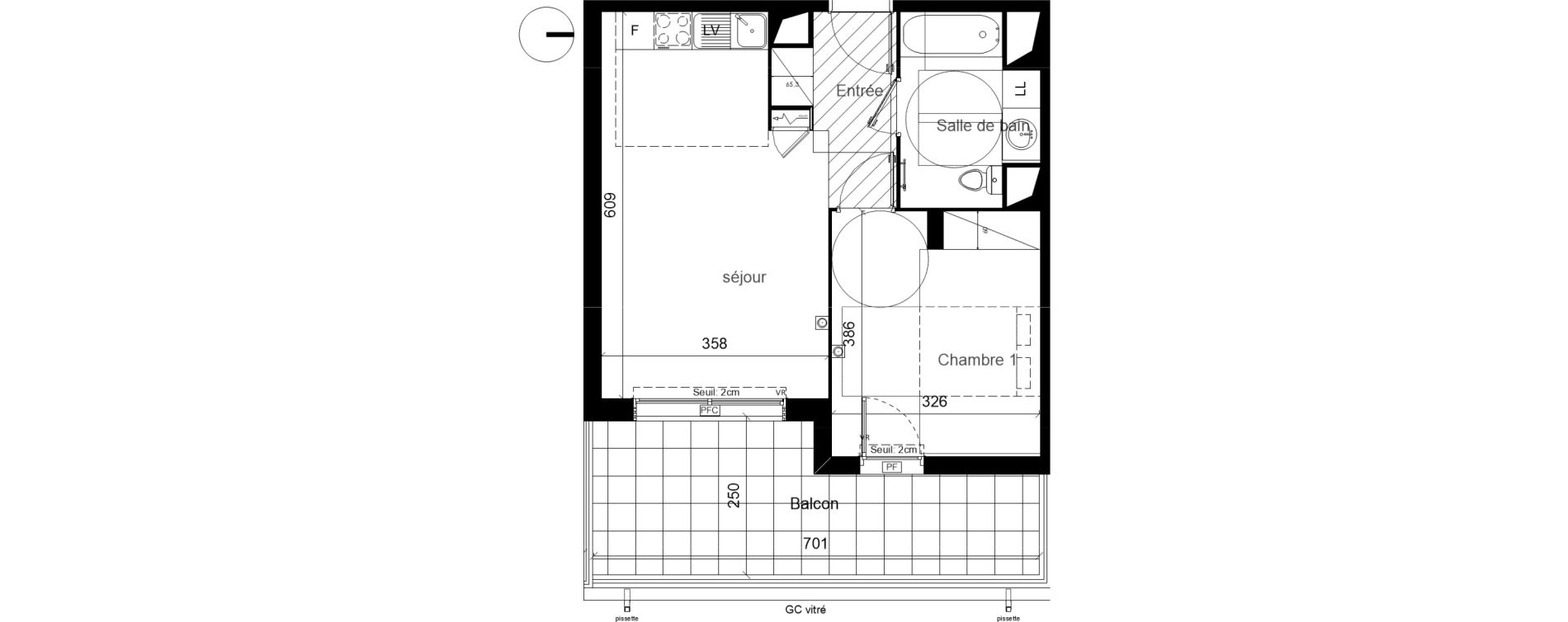 Appartement T2 de 43,10 m2 &agrave; Lunel Louis abric zone sud