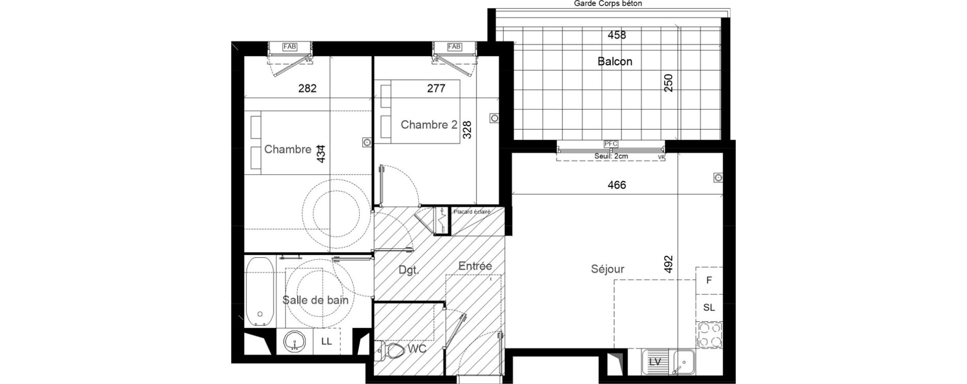 Appartement T3 de 59,30 m2 &agrave; Lunel Louis abric zone sud