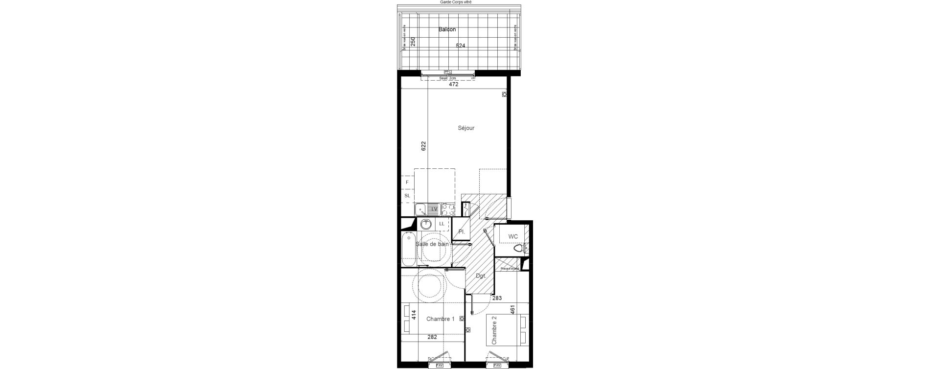 Appartement T3 de 64,30 m2 &agrave; Lunel Louis abric zone sud