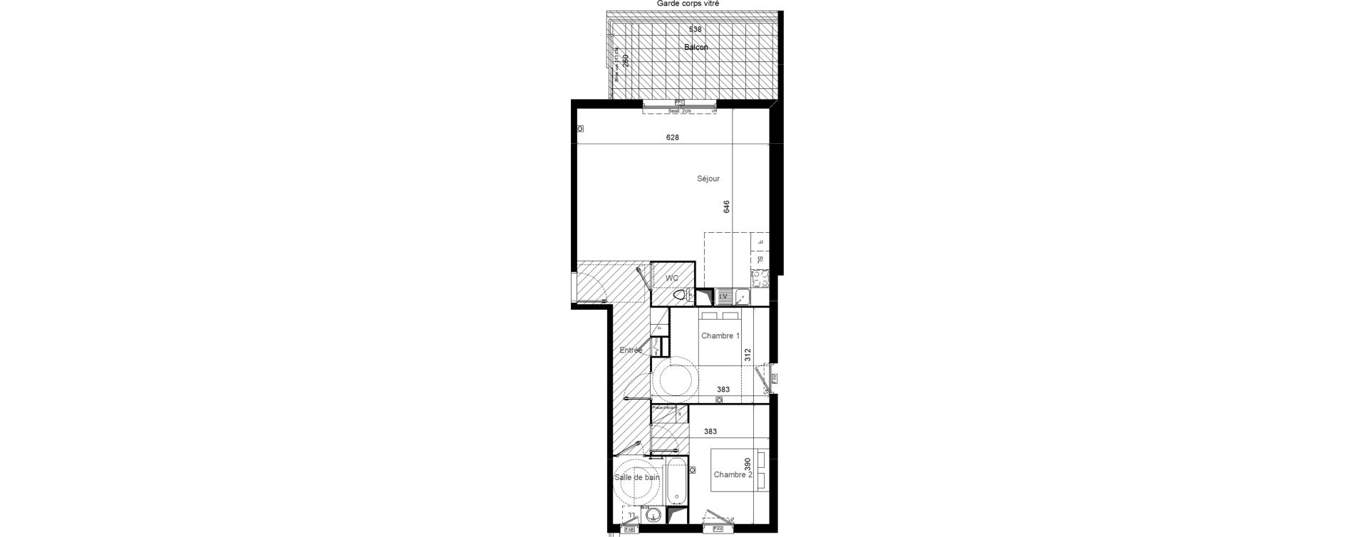 Appartement T3 de 74,80 m2 &agrave; Lunel Louis abric zone sud