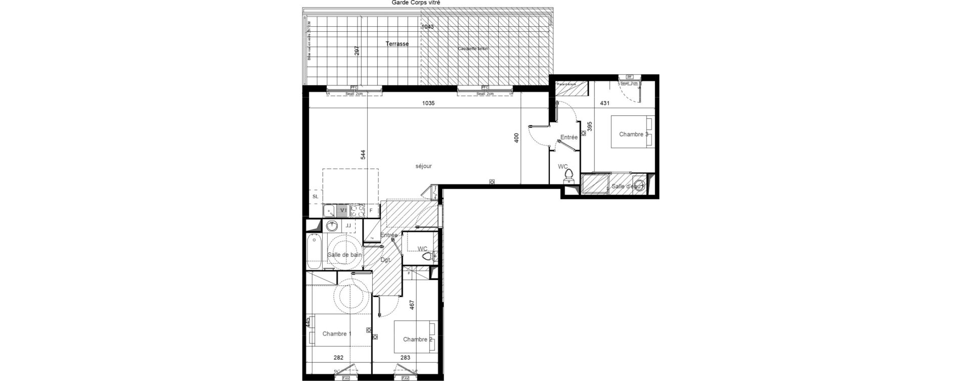 Appartement T4 de 107,20 m2 &agrave; Lunel Louis abric zone sud