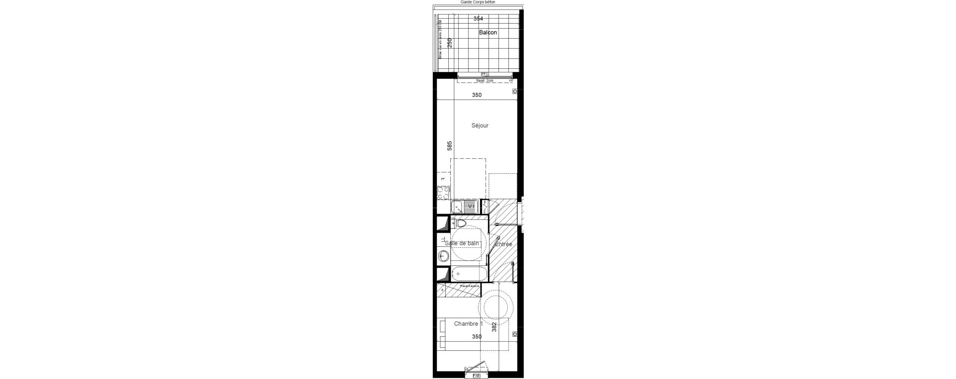 Appartement T2 de 42,90 m2 &agrave; Lunel Louis abric zone sud