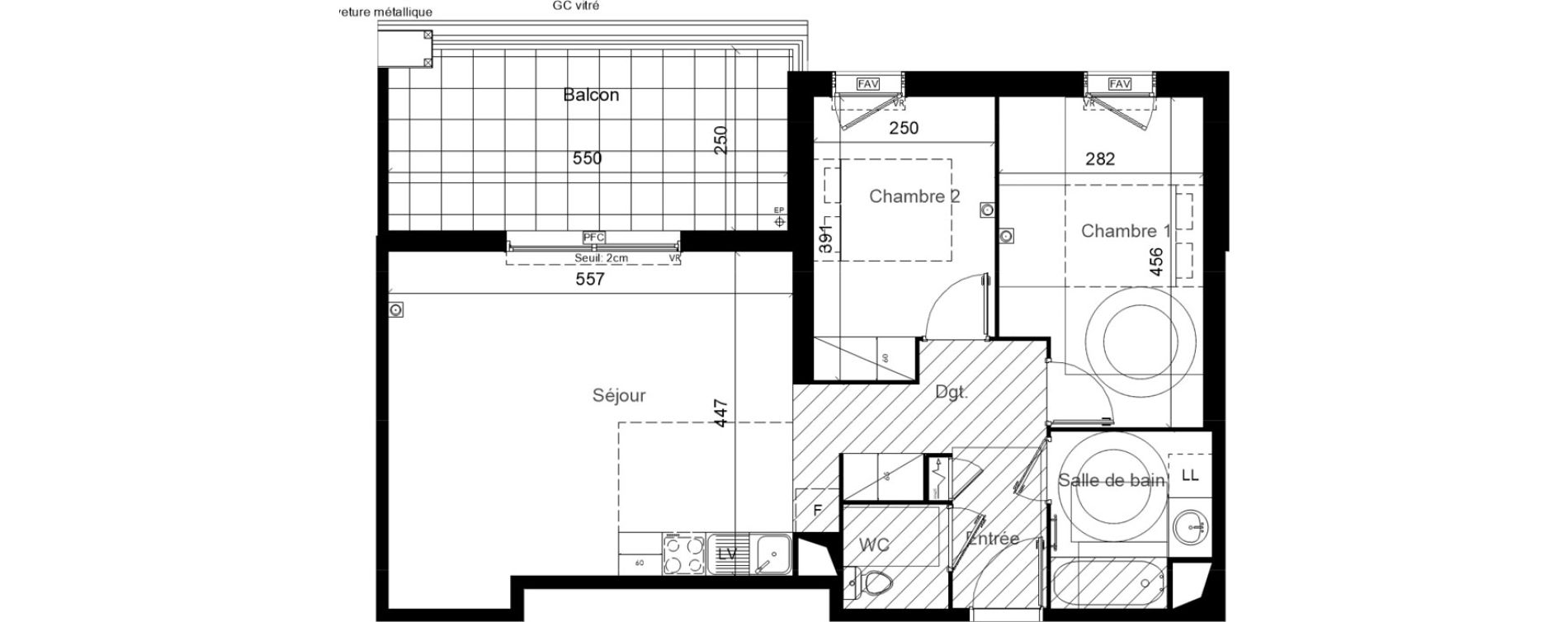 Appartement T3 de 62,80 m2 &agrave; Lunel Louis abric zone sud