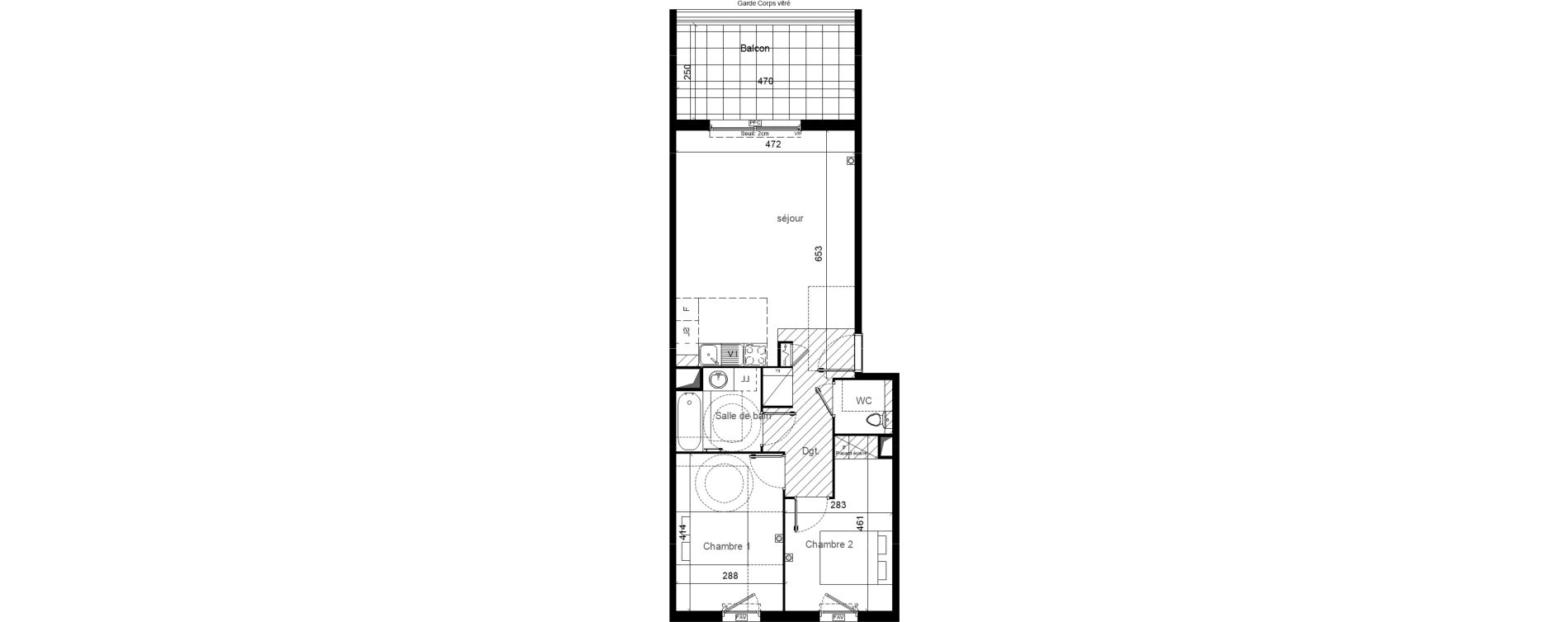 Appartement T3 de 64,10 m2 &agrave; Lunel Louis abric zone sud