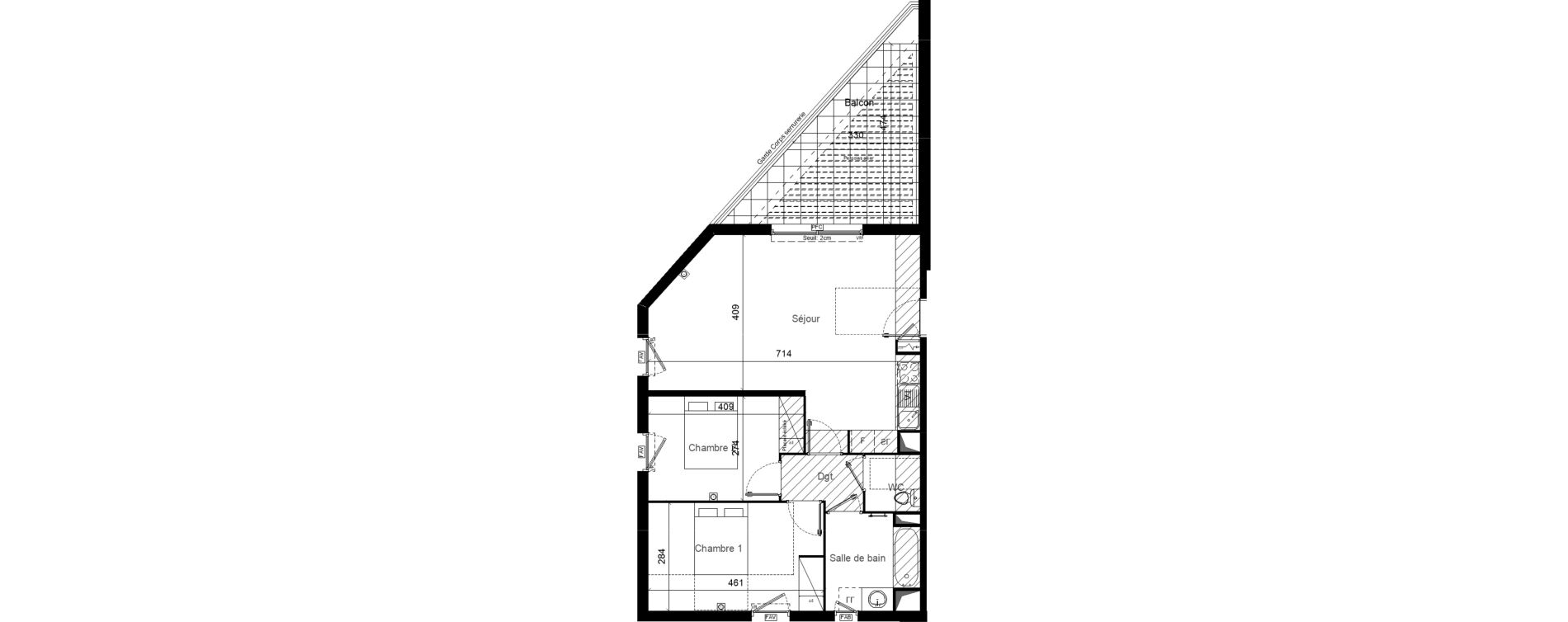 Appartement T3 de 66,20 m2 &agrave; Lunel Louis abric zone sud