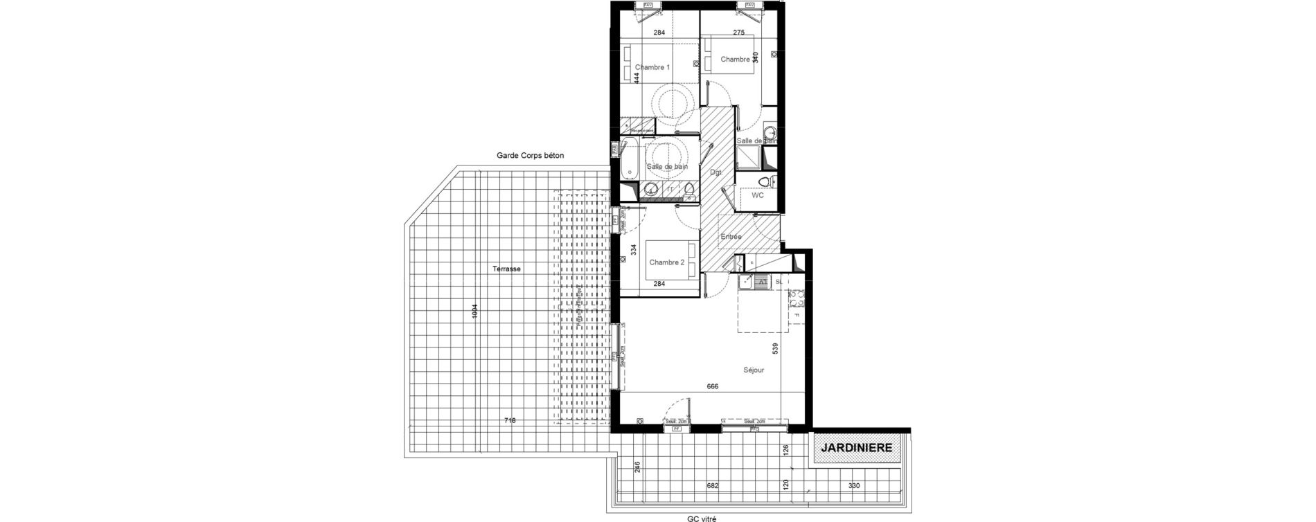 Appartement T4 de 86,70 m2 &agrave; Lunel Louis abric zone sud