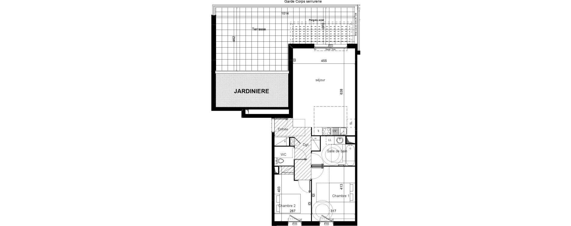 Appartement T3 de 66,20 m2 &agrave; Lunel Louis abric zone sud