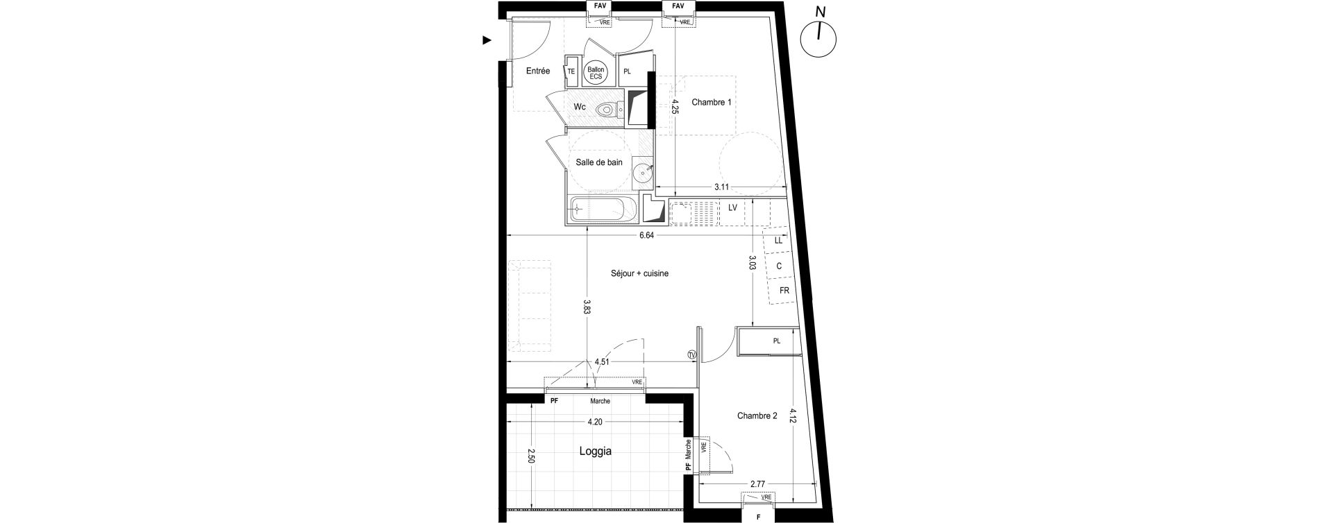 Appartement T3 de 62,60 m2 &agrave; Lunel Louis abric zone sud