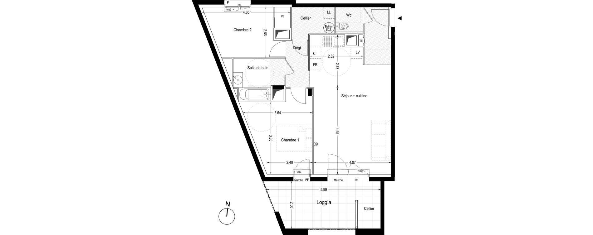Appartement T3 de 68,10 m2 &agrave; Lunel Louis abric zone sud