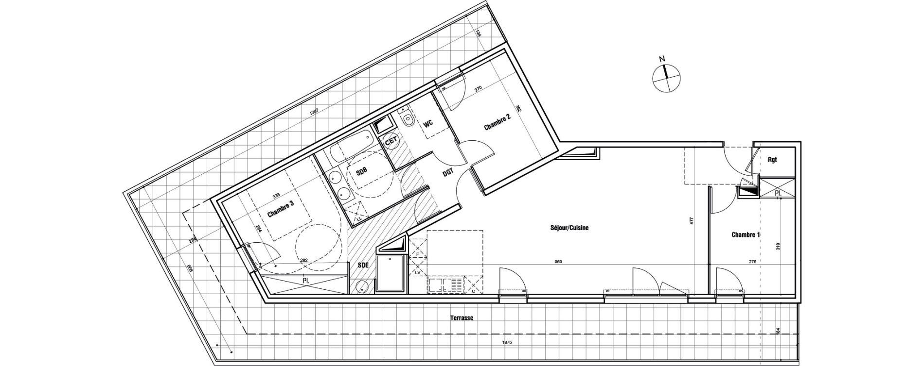 Appartement T4 de 90,42 m2 &agrave; Lunel Louis abric zone sud