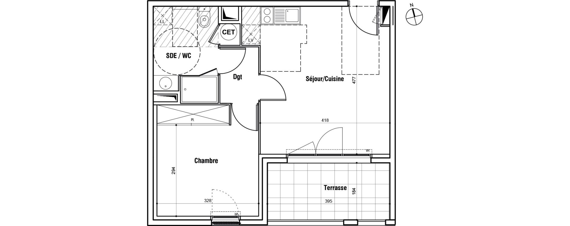 Appartement T2 de 41,23 m2 &agrave; Lunel Louis abric zone sud