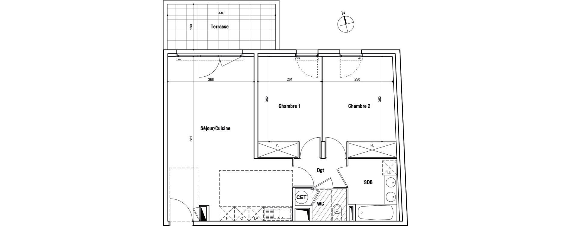 Appartement T3 de 61,36 m2 &agrave; Lunel Louis abric zone sud