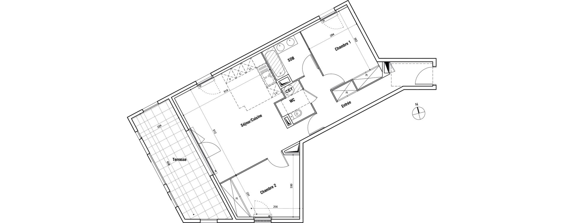 Appartement T3 de 65,77 m2 &agrave; Lunel Louis abric zone sud