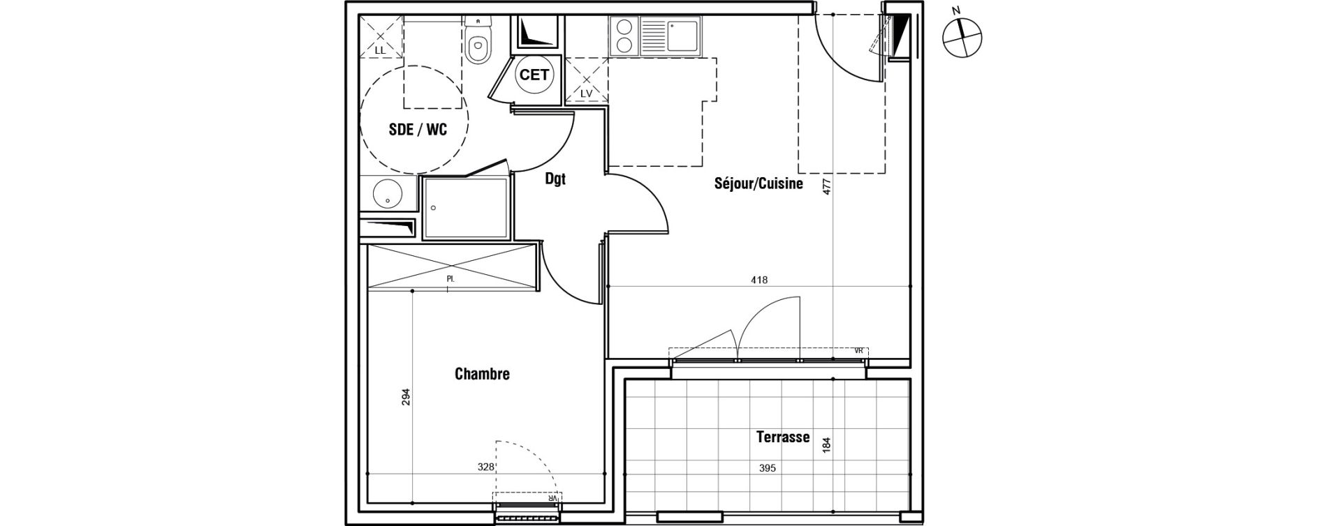 Appartement T2 de 41,23 m2 &agrave; Lunel Louis abric zone sud